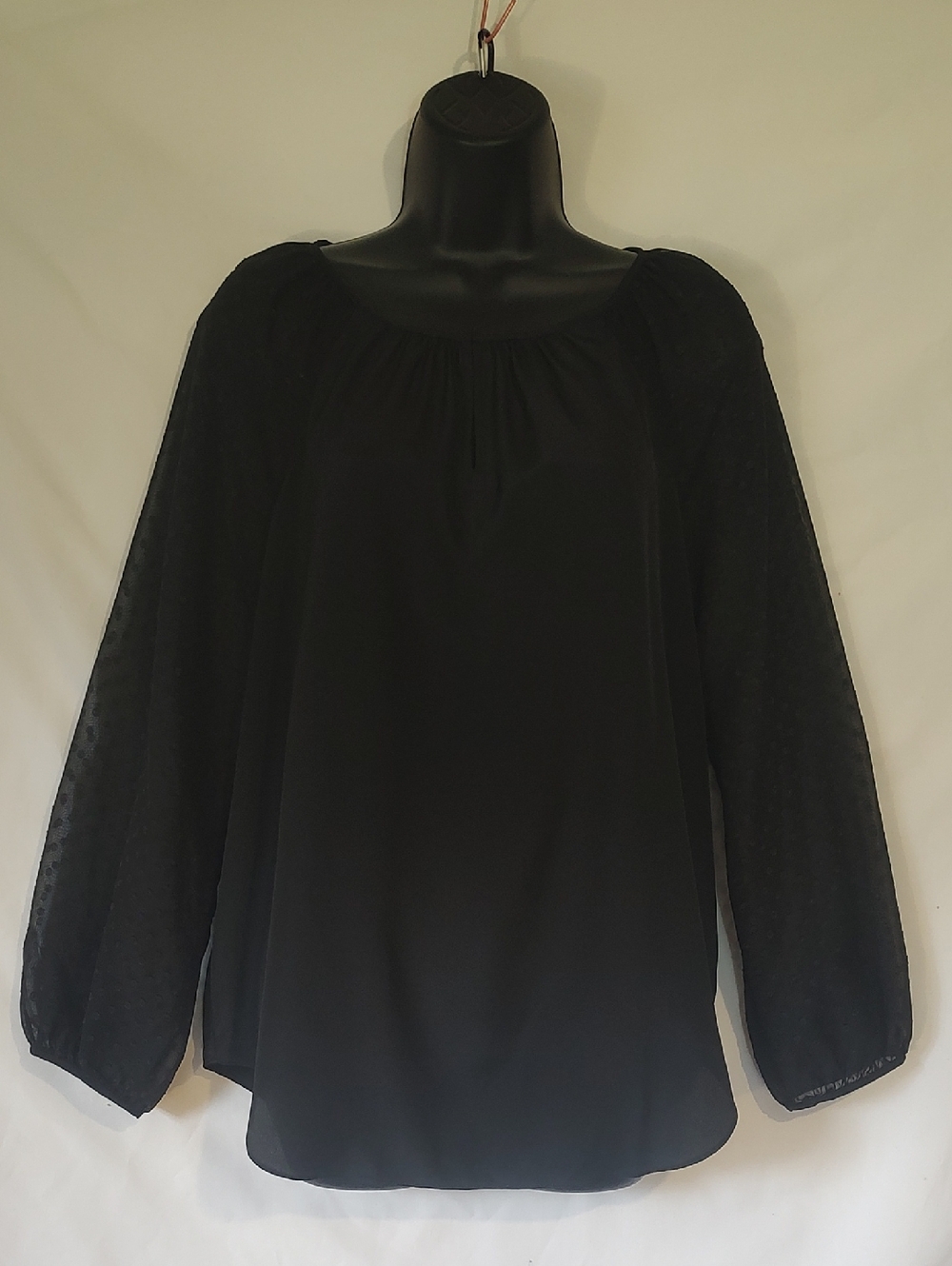 Daisy Fuentes Black Long-Sleeve Peasant Blouse